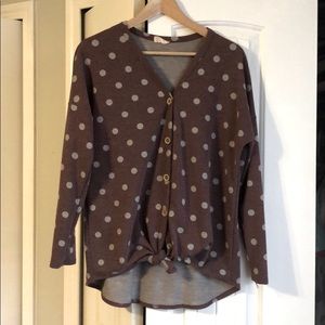 Long sleeve polka dot top